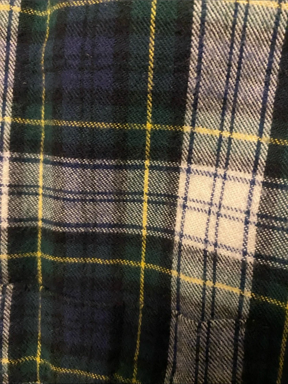 L.L. Bean Men's Navy, Green and White Plaid Button-Down Shirt